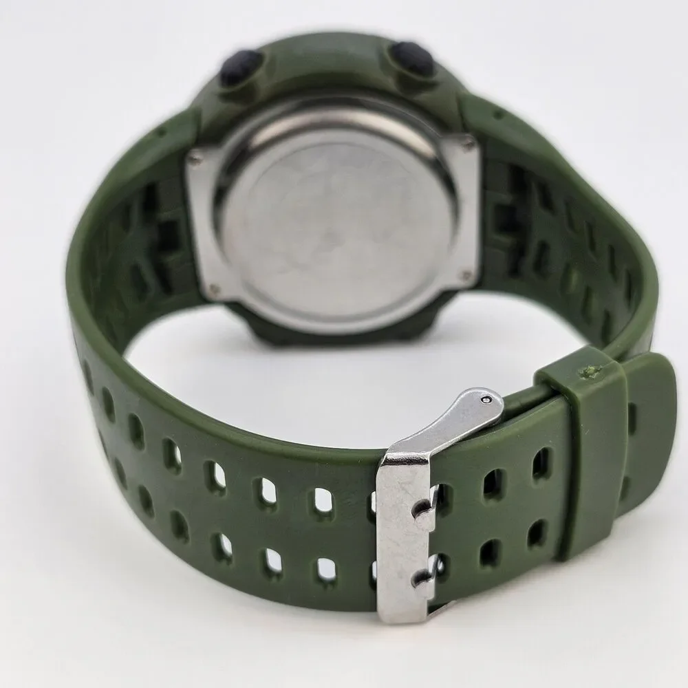 Men's Negative Display Digital Sports Watch 50MM Black Case Green Plastic‎ Bands